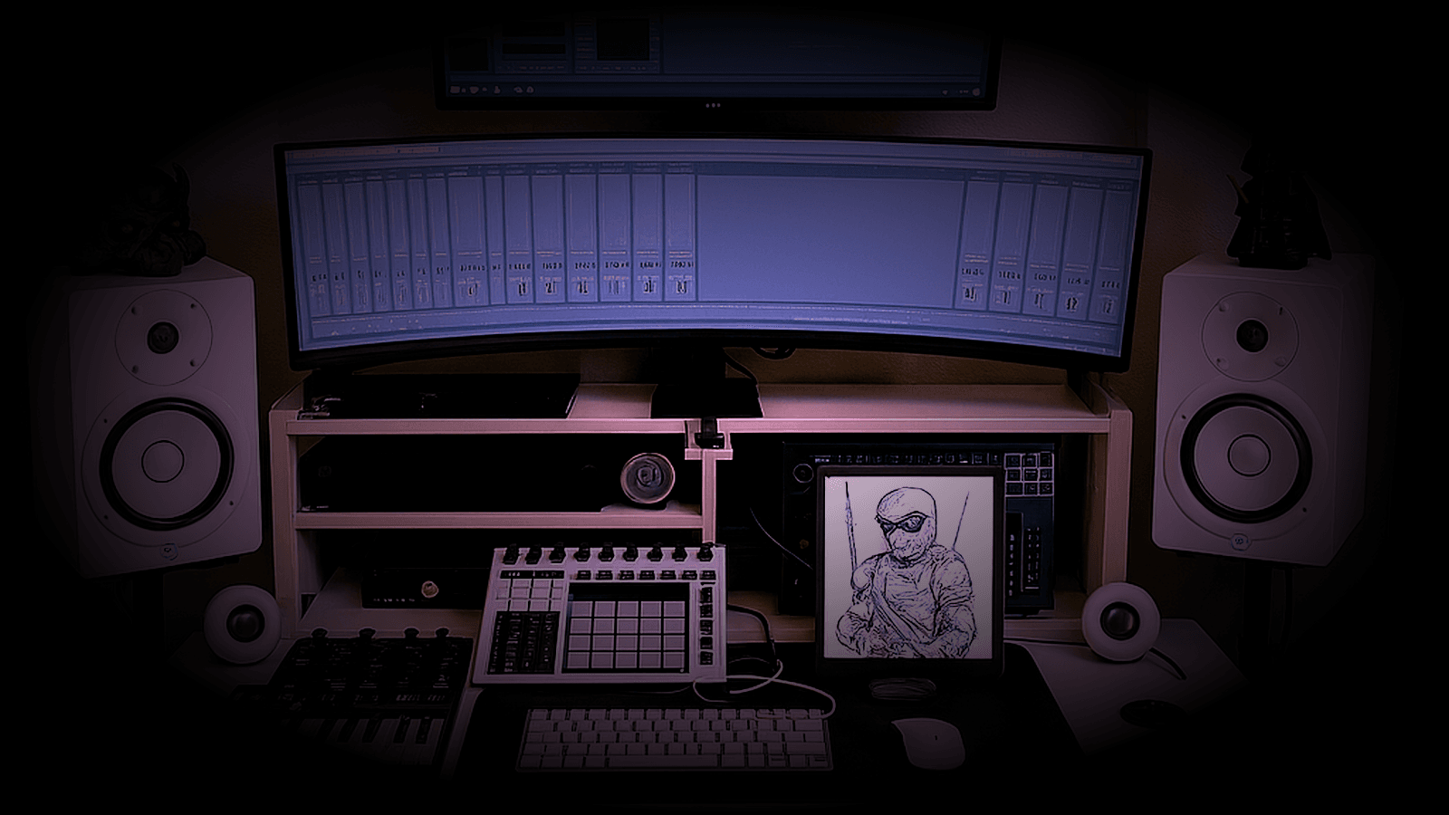 Technically Creative studio with cyberpunk aesthetic