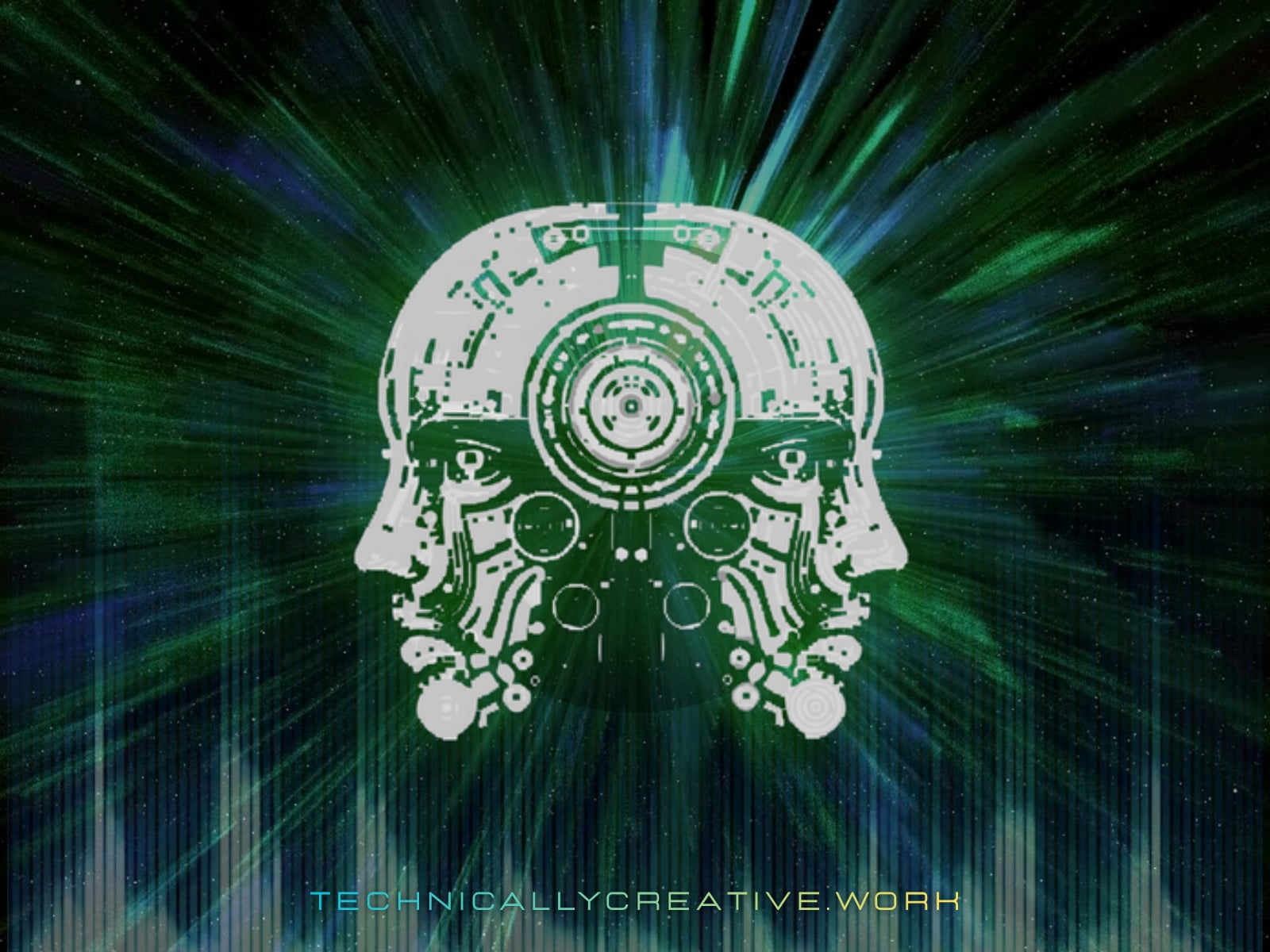 Technically Creative circuit heads branding artwork